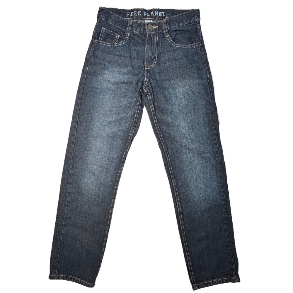 Free Planet Womens Straight Leg Jeans‎ Size 12 Blue Denim Mid Rise Cotton